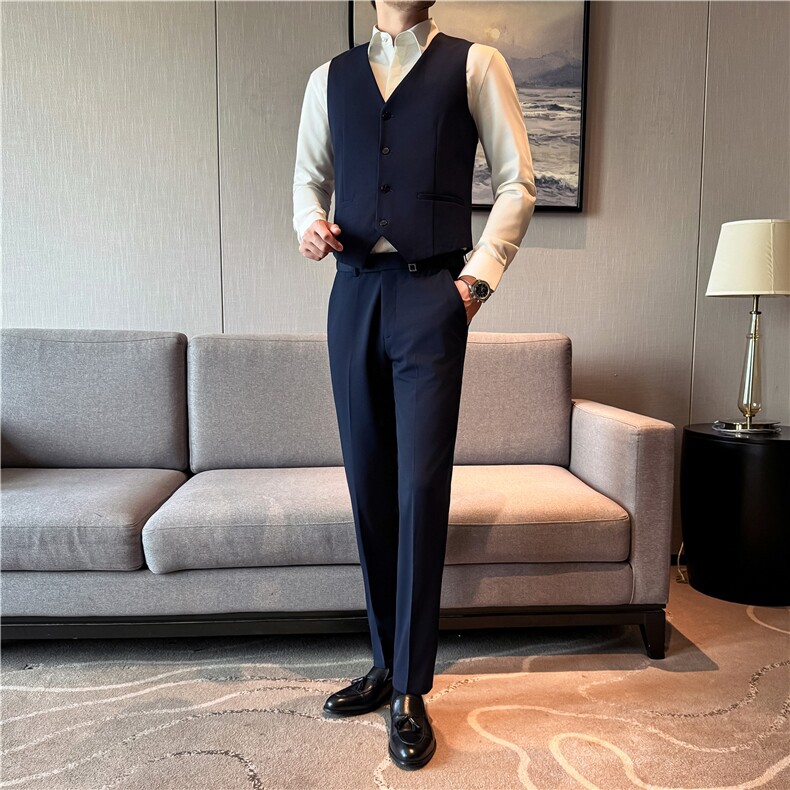 伴郎服兄弟装男士正装套装修身马甲松紧腰西裤两件套MJT7056-P110,男装西裤,电商A213