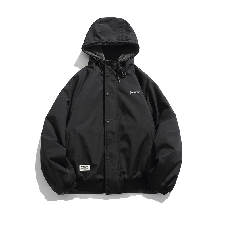 2025冬装褶皱拍双面穿羊羔毛字母刺绣连帽棉服外套3768P180,男装棉衣,电商S012（CATTEE）