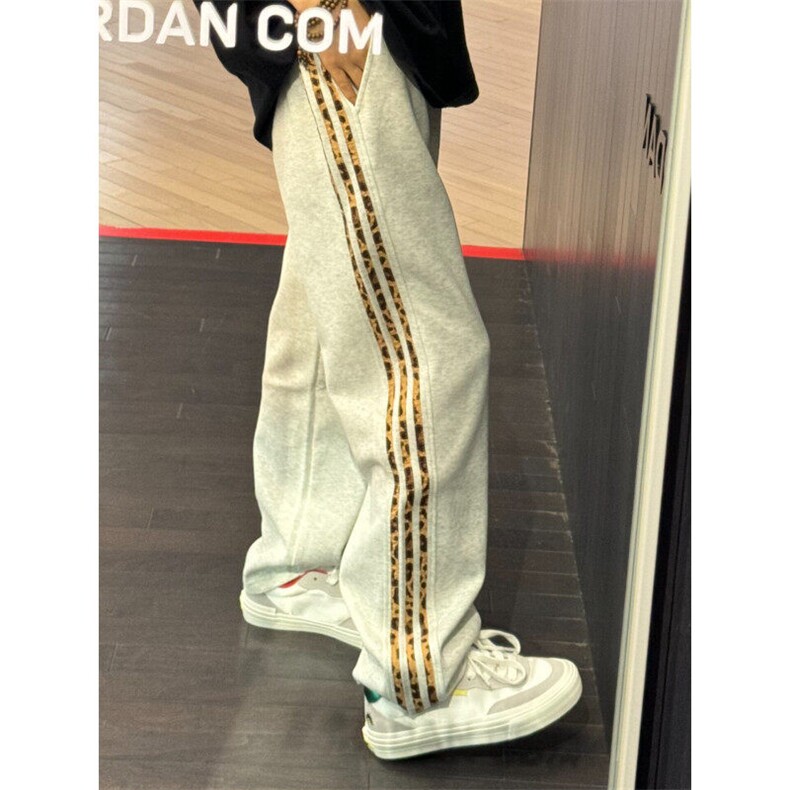 【有货】JRK83CC-特P45 加绒豹纹三条杠裤子男加厚条纹卫裤图片