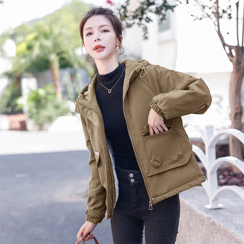 现货！！2024冬季新款加绒加厚外套女连帽小个子棉衣显瘦派克棉服,女装棉衣/棉服,以桐