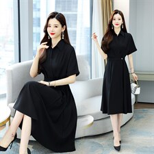 衬衫连衣裙女夏季2022年新款长裙气质显瘦裙子，女装连衣裙，雅佳俏