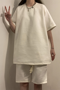 中性风麂皮绒短袖T恤男DT8766P23短裤男DK8767P32套装TZ8757P55图片