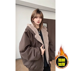 两面穿现货重磅短款座山雕棉衣男女双面穿毛毛绒棉服加厚外套，男装棉衣，电商A443