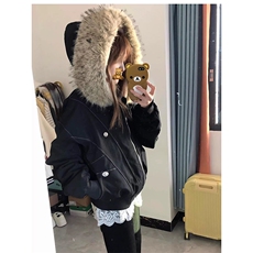 现货重磅boxy短款棉衣座山雕大毛毛领男女棉服水洗工装厚外套，男装棉衣，电商A486-1