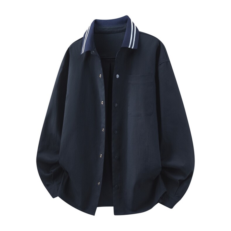 高品质鱼骨纹2026新款百搭翻领长袖衬衫A436-26018-P5589，男装衬衫，电商A436