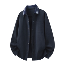 高品质鱼骨纹2026新款百搭翻领长袖衬衫A436-26018-P5589，男装衬衫，电商A436
