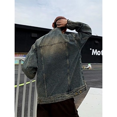 复古做旧牛仔夹克男女同款宽松休闲外套韩版潮流个性街头风上衣，男装夹克，星座1013