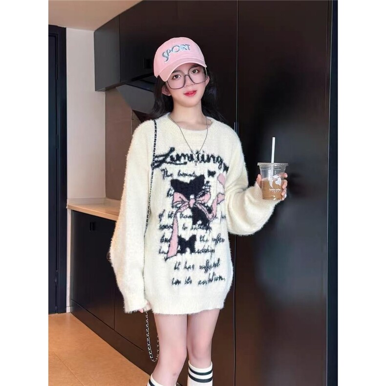 复古圆领加厚毛衣女2025秋冬季新款宽松慵懒风软糯套头针织衫上衣,男装针织衫/毛衣,星座506A