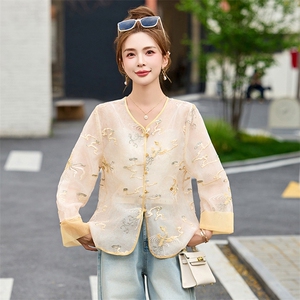 重工刺绣欧根纱薄款外套女2025春夏新款独特漂亮新中式防晒衣上衣图片