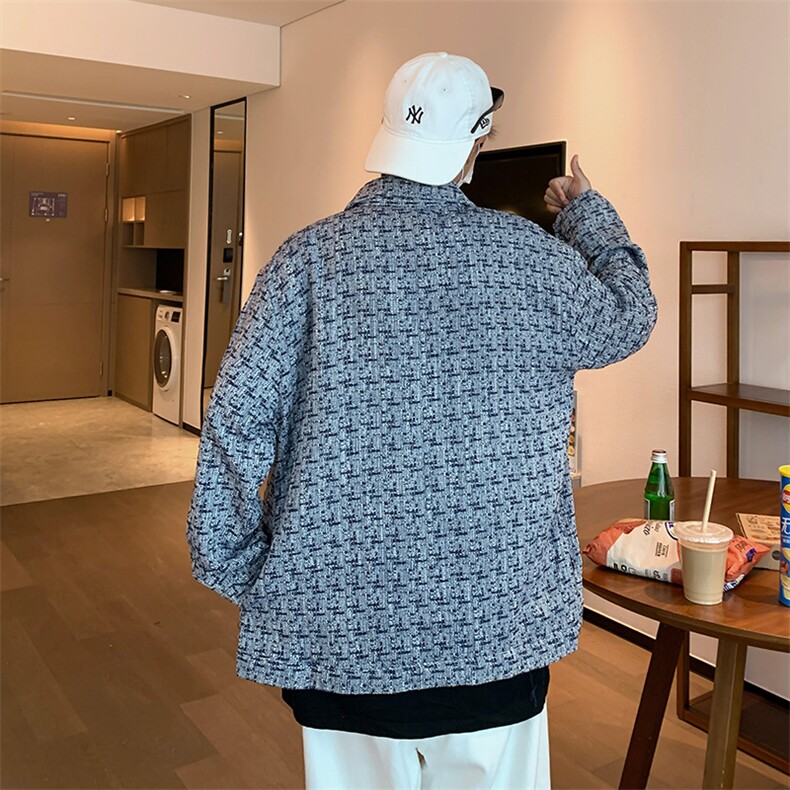 2023年男秋季新款长袖夹克外套毛呢千鸟格Z660P65,男装夹克,星座1116-2