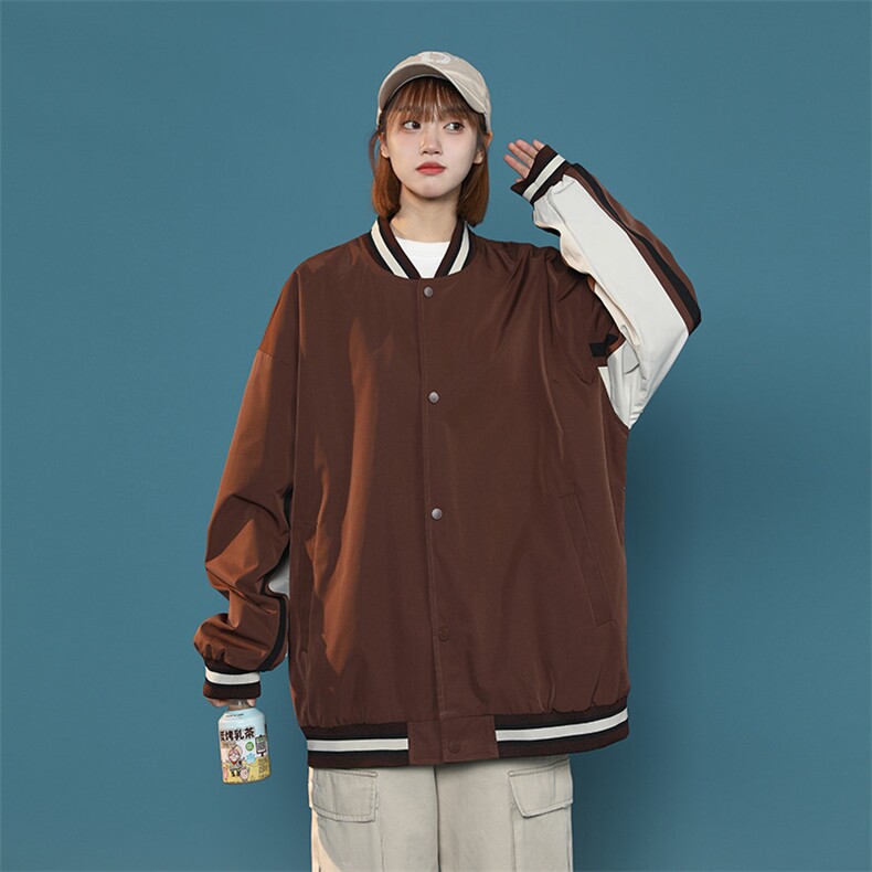 中性风小牛津上衣夹克宽松落肩拼色棒球服外套XZ214-8JK701-P65,男装夹克,星座1204-3