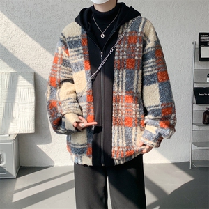 秋冬粗格子经典两色连帽男大休闲百搭夹克外套男  A071-L23-P118图片