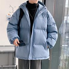 情侣款连帽棉衣男冬季加厚男士棉服潮流棉袄纯色A266-WT09-P65，男装棉衣，电商A266