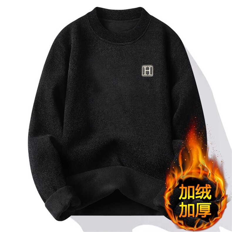 一体绒高端圆领毛衣男加厚加绒保暖上衣雪尼尔针织衫套头打底衫,男装针织衫/毛衣,星座1013