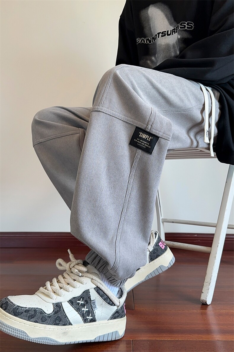 秋冬潮牌个性标痞帅运动宽松百搭设计感裤子XZ301b-2-CK709TP32,男装休闲裤,星座301B-2（原A443-1）