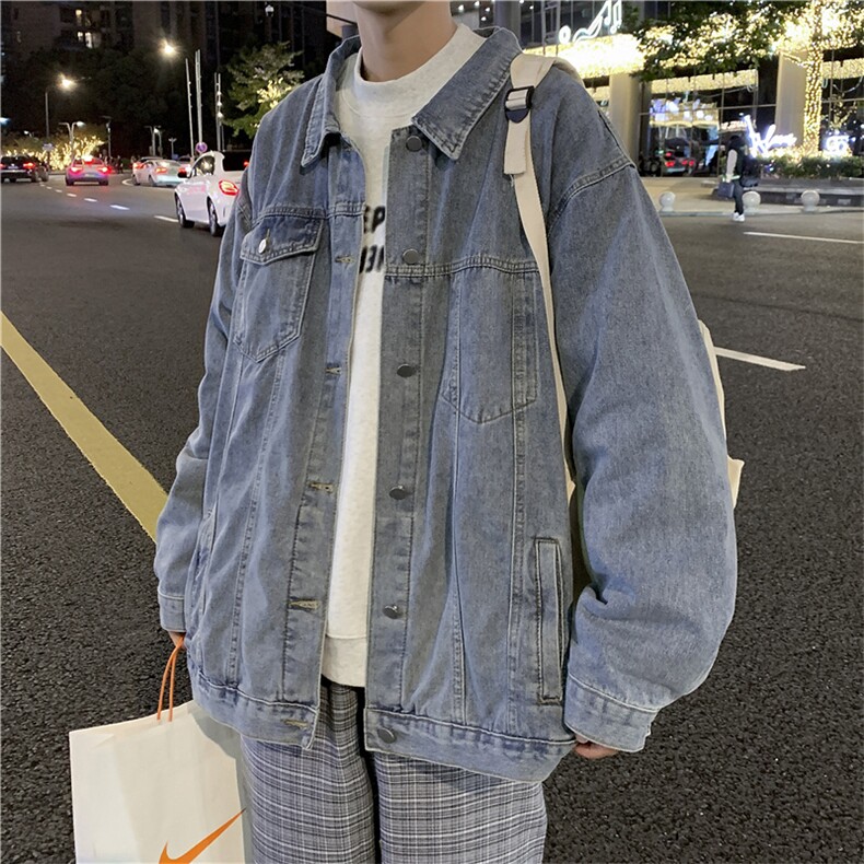 春季牛仔外套男ins潮牌潮流bf慵懒风宽松休闲复古夹克JK01206-P60,男装夹克,星座308B-1