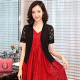 纯色件修身镂空蕾丝衫/雪纺衫2023年夏季时尚潮流五分袖，女装蕾丝衫/雪纺衫，婵米儿