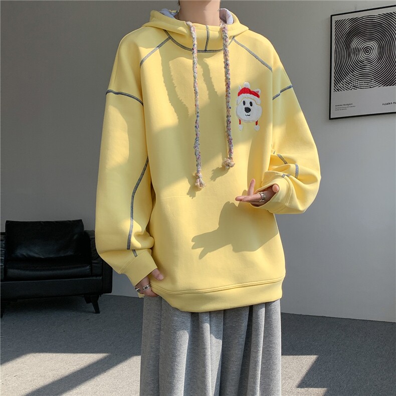 6XL-M 重磅刺绣连帽卫衣男高街套头打底上衣 WY47-P88图片