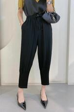 薄款压皱休闲裤，女装休闲裤，简 影