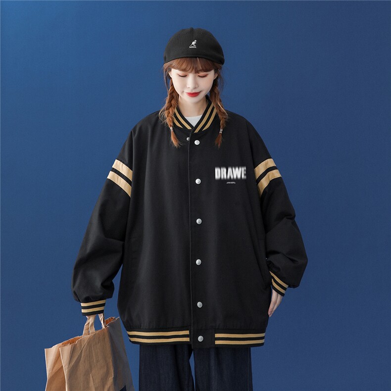 2026秋季新款美式复古模糊字母印花棒球服外套夹克G294P65控88--,男装夹克,A247A