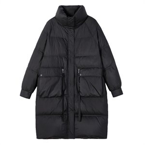 2020冬装新款简约时尚中长款羽绒服保暖外套纯色图片