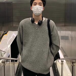 W8159-P48 网络图 韩系Cleanfit破洞做旧设计感针织衫潮牌毛衣图片