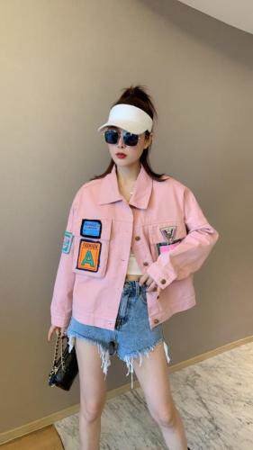 夏季新款彩色贴标牛仔外套，女装，雪儿诱惑