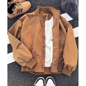 棕色立领夹克男款秋冬潮牌痞帅短款外套美式棒球服 JM423图片