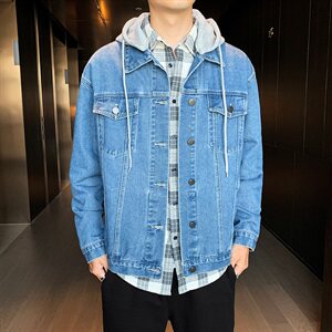 男士连帽牛仔夹克2021春秋季新款潮流时尚休闲外套DS959T图片
