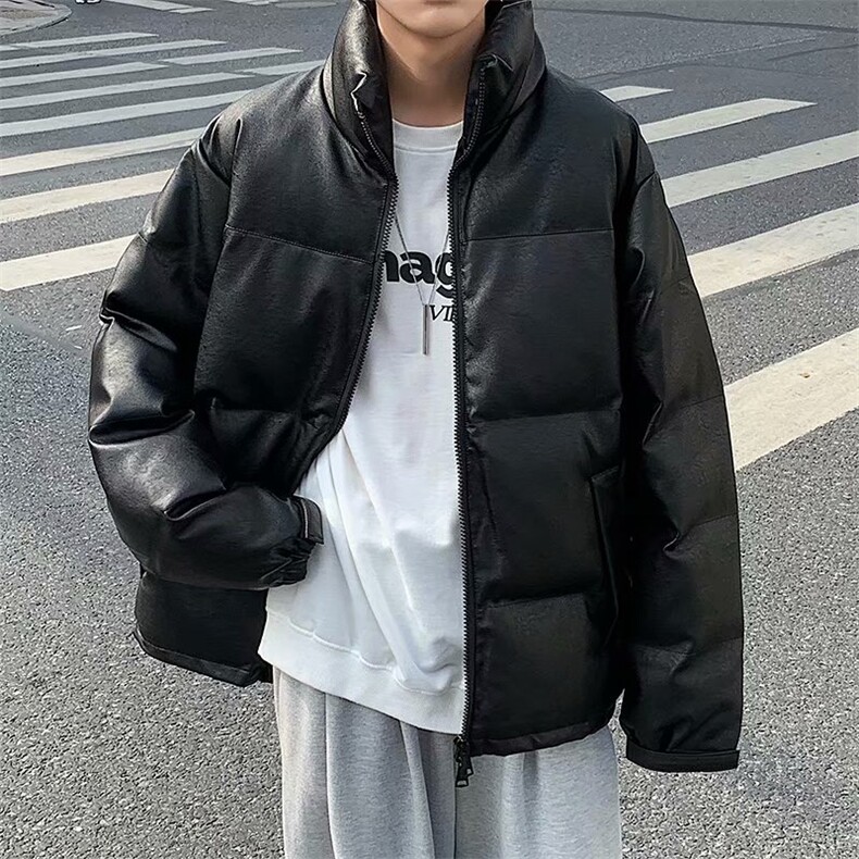 pu皮面包服男士棉衣冬季新款ins潮外套短款加厚棉服棉袄MY001-P90,男装皮衣,星座1008-2
