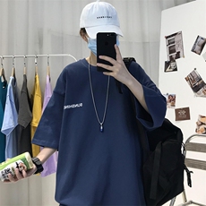 T06常年款男士休闲字母印花T恤衫外套圆领半袖五分袖TEE男女中性，男装T恤，星座115A-3