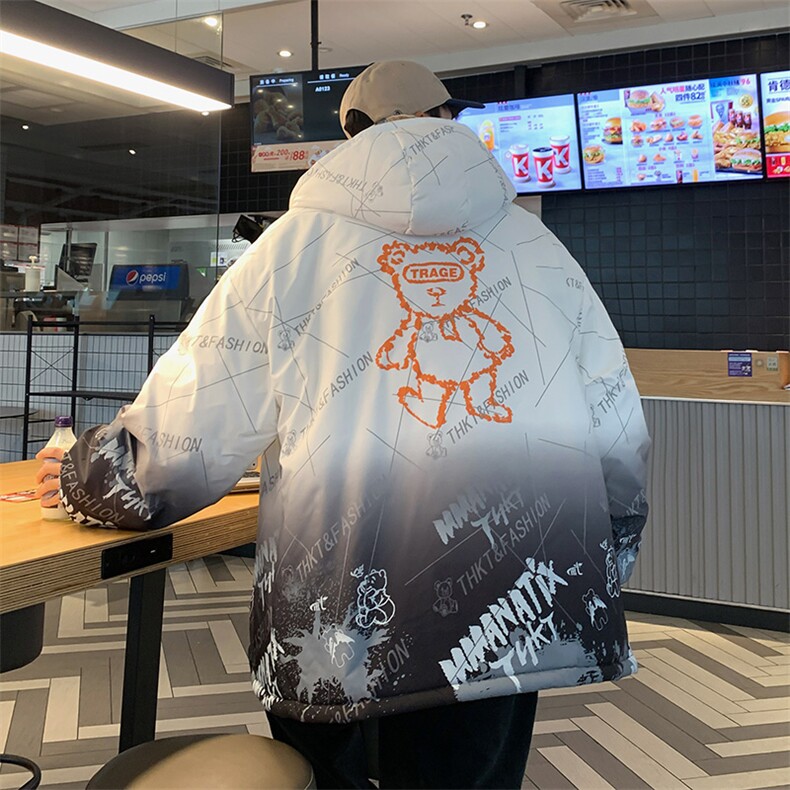 2025冬装港风渐变色棉衣男连帽棉服棉袄面包服外套3315-P90控138,男装棉衣,星座207