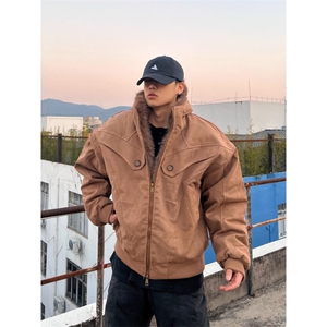 现货 WT115-P140 立体剪裁座山雕棉服男毛领外套情侣连帽夹克图片