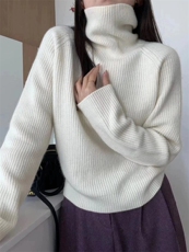 时尚显瘦高级感短款高领羊毛衫百搭气质女装毛衣，女装羊毛衫，圣旺供货