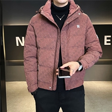 9508-M-4XL-P225标50绒店主风男士休闲满印休闲连帽羽绒服外套，男装羽绒服，电商B255