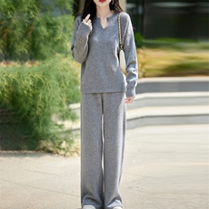 2025百搭时尚简约小v领羊毛纯色套装，女装羊毛衫，哲奥羊绒