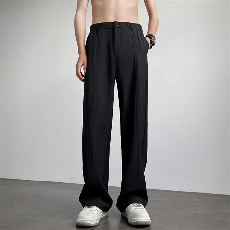 217-2-HK2451-P45夏季冰丝垂感西裤直筒休闲裤男大码西装长裤，男装西服套装，星座217-2