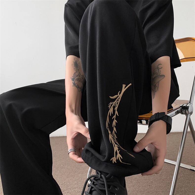 量大优供视频冰丝风刺绣长裤CK28m-5XL特P35,男装休闲裤,电商B325