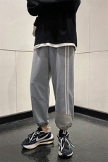 2021新品休闲复古情侣两杠拼接卫裤男女束脚运动裤T，男装休闲裤，电商A102B