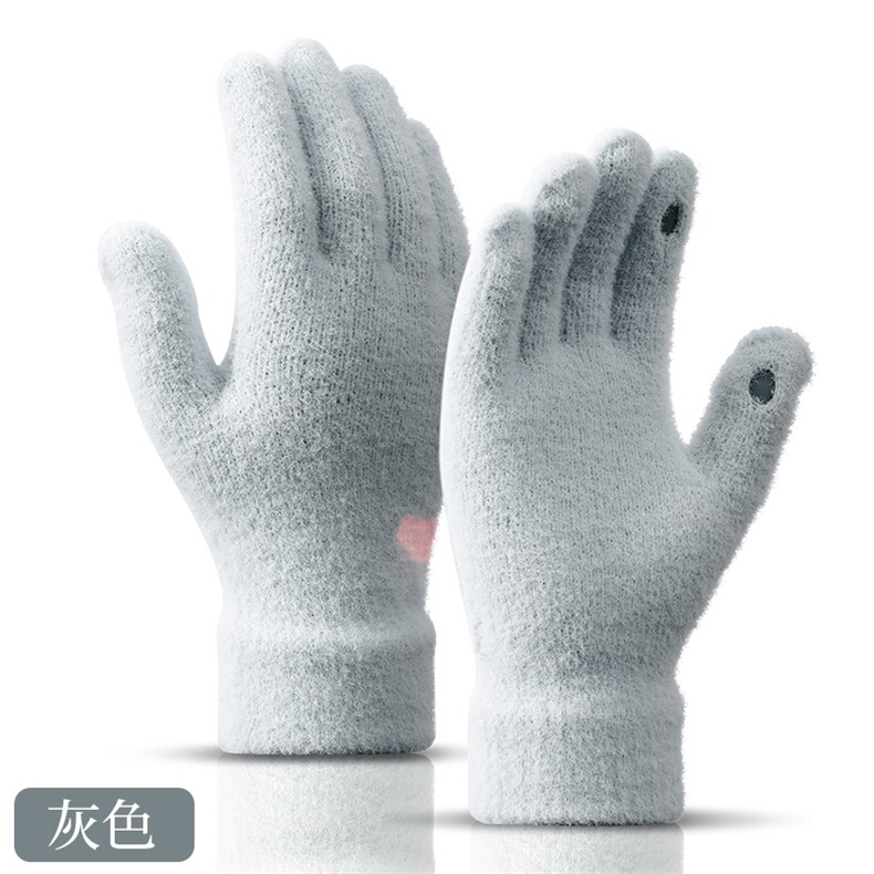 时尚保暖仿貂绒露指手套 秋冬必备触屏手套 百搭防寒手套图片