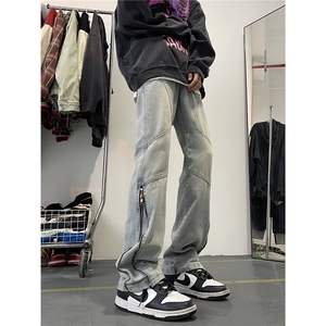 【现货】612-K690-P55 控78 加绒p65 美式复古显瘦直筒拉链牛仔裤图片