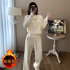 女秋冬2新款时尚洋气减龄加绒卫衣两件套潮，女装套装/套裙，江南