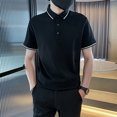2025夏季7A抑菌主推撞色领常年短袖T恤翻领Polo衫D342-2258特P42，男装T恤，电商D342