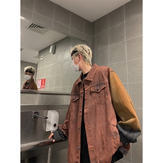 复古做旧牛仔外套男宽松港风牛仔衣ins潮牌夹克春秋JK03357-P83，男装工装外套，星座308B-2
