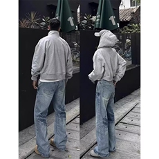 2026美式复古水洗裂纹牛仔裤男女宽松高街休闲长裤K70536-P47网图，男装牛仔裤，电商B245
