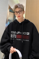 DT5319-TP55控价78冬季连帽加绒加厚防寒宽松重磅300克印花卫衣，男装卫衣，电商A102-1