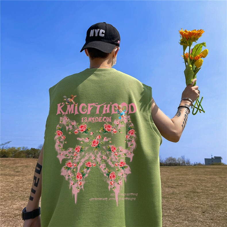 华夫格背心直播高品质重磅220克蝴蝶印花HB786-P25控38,男装背心/马甲,星座508（原C305）