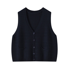 优雅休闲高级感新中式镂空双兜马甲，女装马甲，温伦斯特羊绒