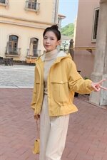 现货冬季时尚中长款宽松工装羊羔毛加厚棉服女487102P130控188，女装棉衣/棉服，艾青服饰