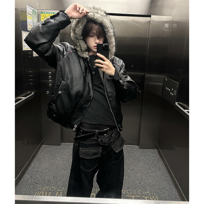 美式座山雕仿狼毛加绒加厚棉服夹克610A-1-LY284-P150,男装夹克,星座610A-1